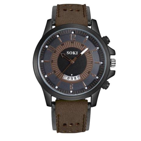 Relógio Masculino Pulso Soki Esporte Militar Alta Marrom Menor preço em Relógio Masculino Pulso Soki Esporte Militar Alta Marrom
