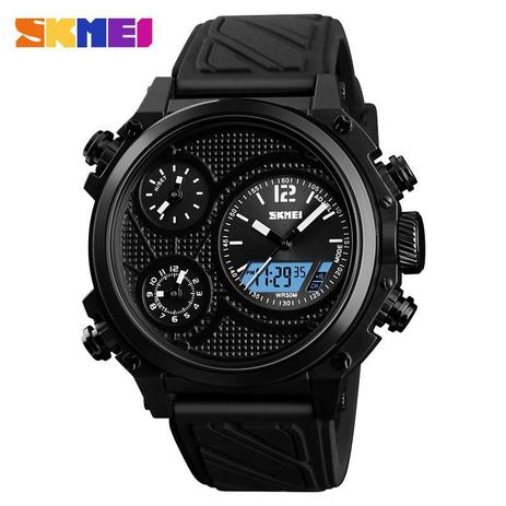Relógio Masculino Skmei 1359 BB Pulseira em Silicone Preto - Curren Menor preço em Relógio Masculino Skmei 1359 BB Pulseira em Silicone Preto - Curren