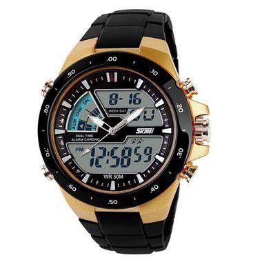 Relógio Masculino Skmei Anadigi 1016 Dourado Menor preço em Relógio Masculino Skmei Anadigi 1016 Dourado