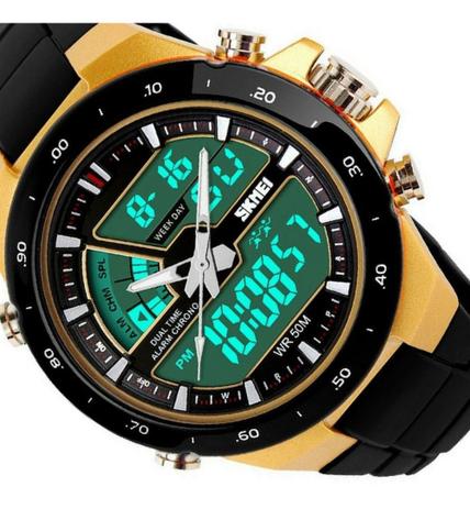 Relógio Masculino Skmei Robusto Digital e Ponteiro Esportivo Resistente a  Água SKM-1155B - Preto