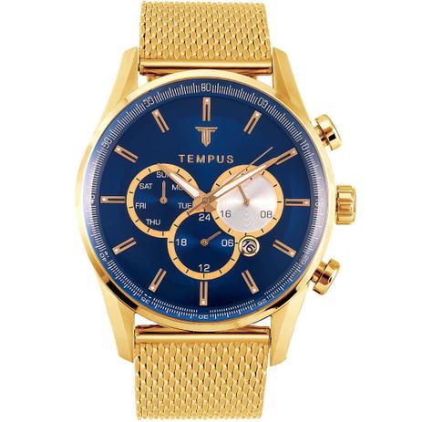 Relógio Masculino Tempus Gold Blue Menor preço em Relógio Masculino Tempus Gold Blue