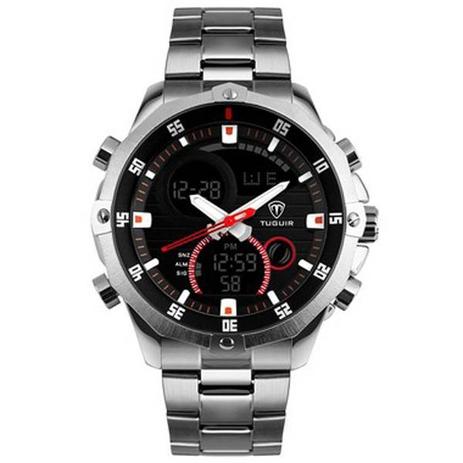 Relogio Masculino Tuguir Anadigi TG1146 Prata e Preto Menor preço em Relogio Masculino Tuguir Anadigi TG1146 Prata e Preto