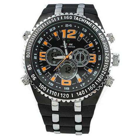 Relógio Masculino Weide Anadigi WH-1107 Casual - Laranja Menor preço em Relógio Masculino Weide Anadigi WH-1107 Casual - Laranja