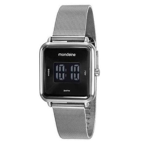relogio digital mondaine prata
