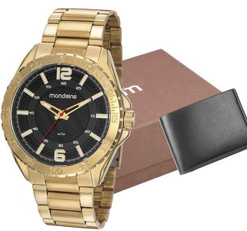 relogio masculino mondaine dourado