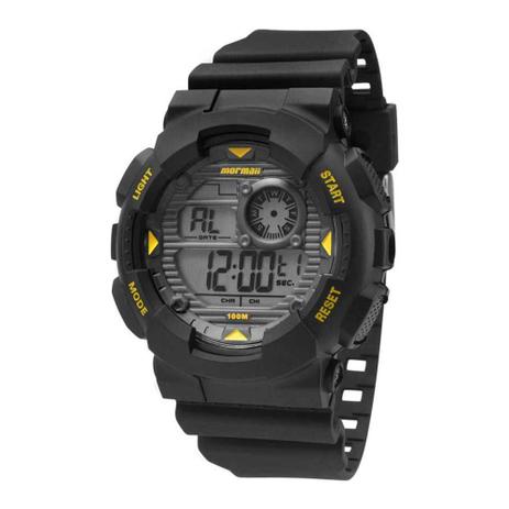 Relógio Mormaii Masculino Mo3415/8y Digital Preto Amarelo Menor preço em Relógio Mormaii Masculino Mo3415/8y Digital Preto Amarelo