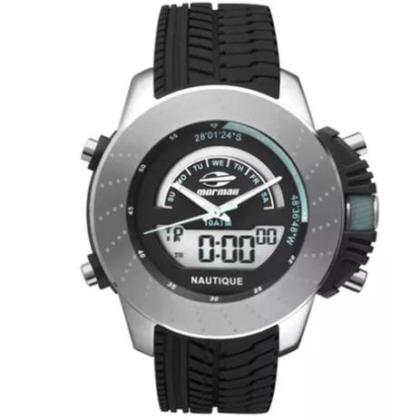 Relógio Mormaii Nautique Masculino Mova001/8k Prata/Preto Menor preço em Relógio Mormaii Nautique Masculino Mova001/8k Prata/Preto