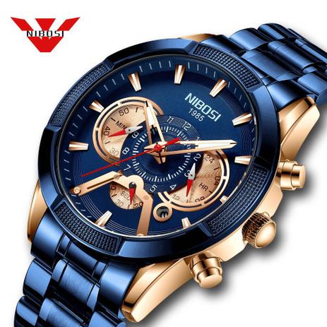 Relógio nibosi dourado azul dourado - Relógio de Pulso - Magazine Luiza