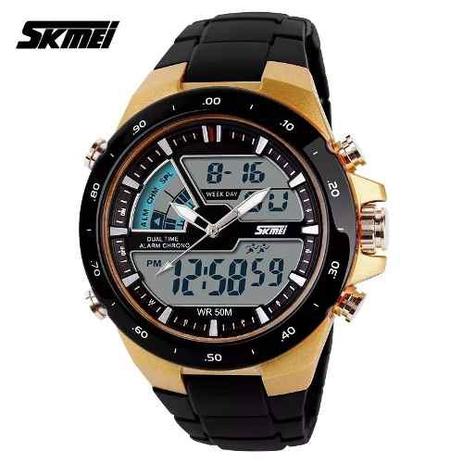 Relógio Skmei 1016 Dourado Masculino Esportivo Militar 5atm Menor preço em Relógio Skmei 1016 Dourado Masculino Esportivo Militar 5atm