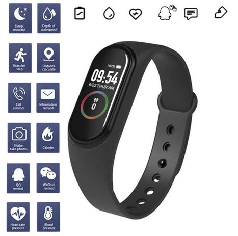 pulseira relógio inteligente smart m4 monitor cardíaco