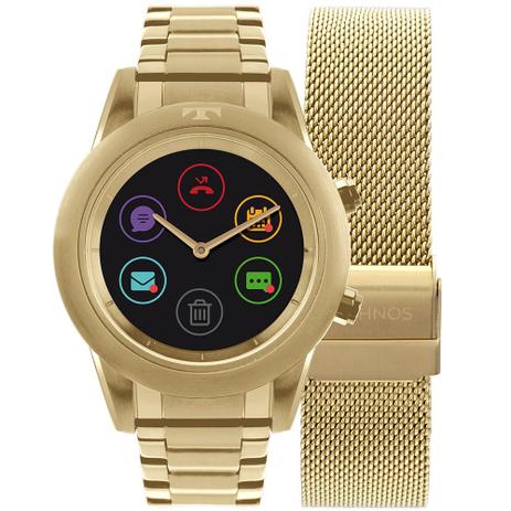 Relógio Technos Connect Duo Dourado P01AC/4P Menor preço em Relógio Technos Connect Duo Dourado P01AC/4P