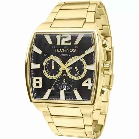 Relógio technos masculino dourado quadrado Clearance