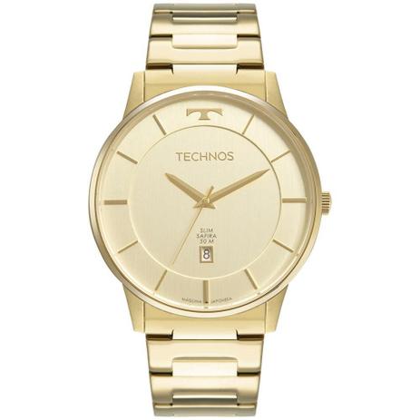Relógio Technos Masculino Slim Dourado - GM10YP/1X Menor preço em Relógio Technos Masculino Slim Dourado - GM10YP/1X