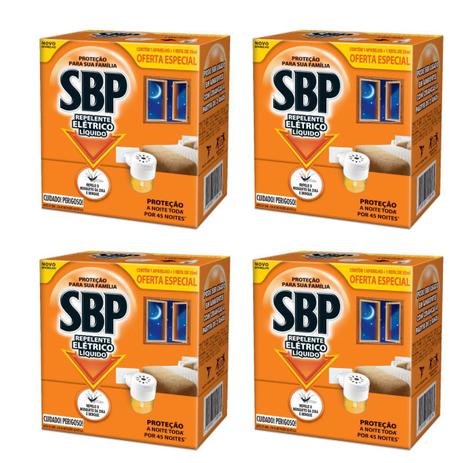 Repelente de Tomada SBP líquido 45 noites - Aparelho + Refil - Kit 4 unidades Menor preço em Repelente de Tomada SBP líquido 45 noites - Aparelho + Refil - Kit 4 unidades
