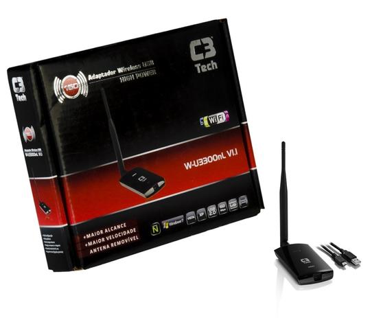 Repetidor Wifi Apaptador Wireless Usb High Power W-u3300nl - C3 tech Menor preço em Repetidor Wifi Apaptador Wireless Usb High Power W-u3300nl - C3 tech