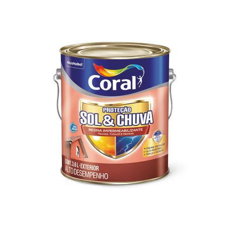 Resina Impermeabilizante Proteção Sol & Chuva 3,6L - CORAL Menor preço em Resina Impermeabilizante Proteção Sol & Chuva 3,6L - CORAL