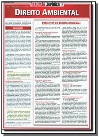 Resumao juridico - direito ambiental - vol.17 - Barros fischer & associados Menor preço em Resumao juridico - direito ambiental - vol.17 - Barros fischer & associados