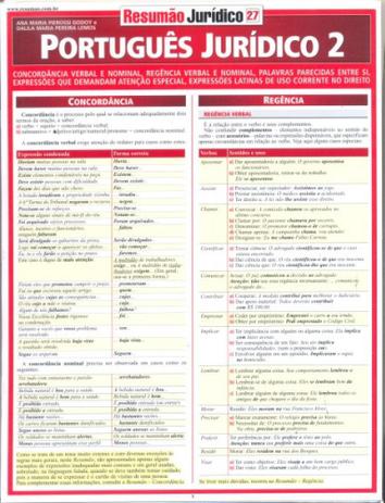 Resumao Juridico - Portugues Juridico 2 Menor preço em Resumao Juridico - Portugues Juridico 2