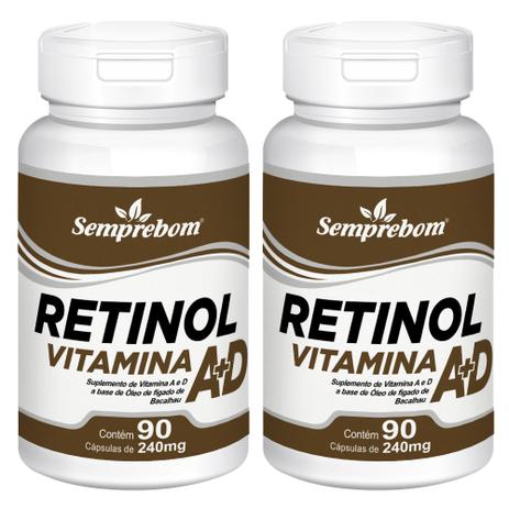 Retinol Vitamina A + D Semprebom - 180 Cap. de 240 mg. Menor preço em Retinol Vitamina A + D Semprebom - 180 Cap. de 240 mg.