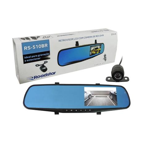Retrovisor Com Câmera de Ré Roadstar Tela 4,3 RS510BR Câmera Frontal e Traseira + DVR Menor preço em Retrovisor Com Câmera de Ré Roadstar Tela 4,3 RS510BR Câmera Frontal e Traseira + DVR