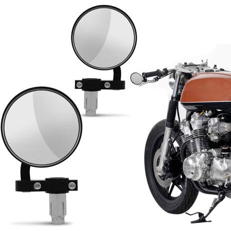Retrovisor Moto Redondo Ponta De Guidão Custom Cafe Racer Universal Preto Com Espelho Par Menor preço em Retrovisor Moto Redondo Ponta De Guidão Custom Cafe Racer Universal Preto Com Espelho Par