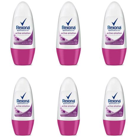 Rexona Active Emotion Desodorante Rollon Feminino 50ml (Kit C/06) Menor preço em Rexona Active Emotion Desodorante Rollon Feminino 50ml (Kit C/06)