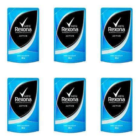 Rexona Active Sabonete Líquido Refil 200ml (Kit C/06) Menor preço em Rexona Active Sabonete Líquido Refil 200ml (Kit C/06)