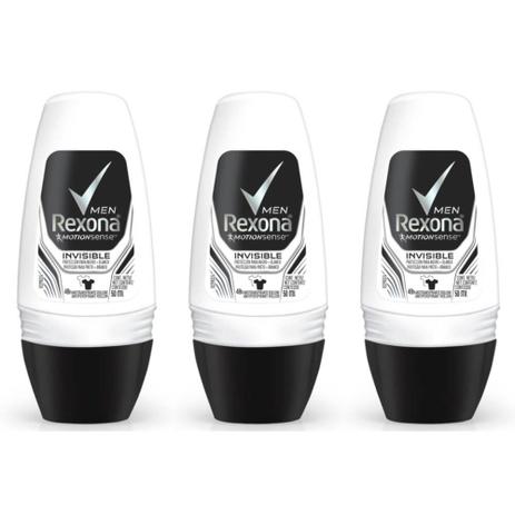 Rexona Invisible Desodorante Rollon Masculino 50ml (Kit C/03) Menor preço em Rexona Invisible Desodorante Rollon Masculino 50ml (Kit C/03)