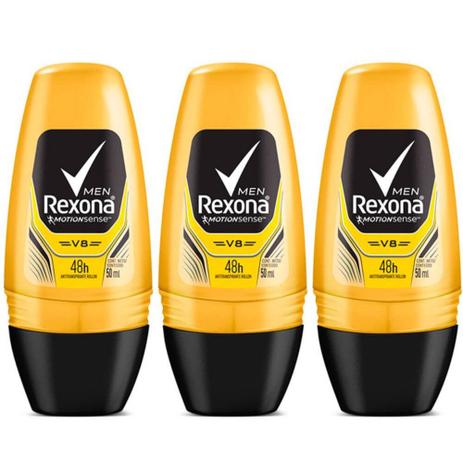 Rexona Men V8 Desodorante Rollon Masculino 50ml (Kit C/03) Menor preço em Rexona Men V8 Desodorante Rollon Masculino 50ml (Kit C/03)