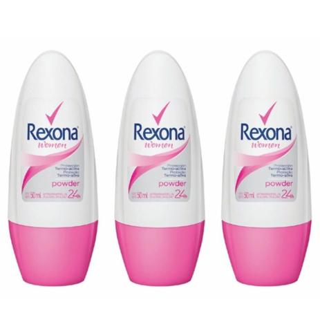 Rexona Powder Desodorante Rollon Feminino 50ml (Kit C/03) Menor preço em Rexona Powder Desodorante Rollon Feminino 50ml (Kit C/03)