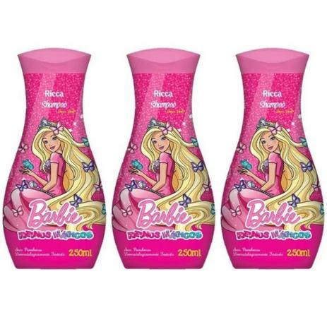 Ricca Barbie Reinos Mágicos Shampoo 250ml (Kit C/03) Menor preço em Ricca Barbie Reinos Mágicos Shampoo 250ml (Kit C/03)