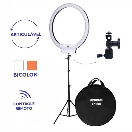 Ring Led Light Pro Yongnuo Yn608 + Fonte + Tripé + Cabeça Menor preço em Ring Led Light Pro Yongnuo Yn608 + Fonte + Tripé + Cabeça