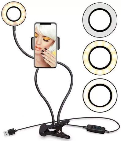 Ring Light De Mesa Anel Iluminador Led 12w Suporte P/ Celular e Fixa Cliper - ST STORE Menor preço em Ring Light De Mesa Anel Iluminador Led 12w Suporte P/ Celular e Fixa Cliper - ST STORE