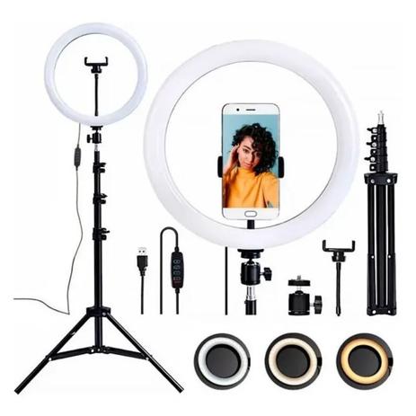 Ring Light Iluminador Led 10 Polegadas 26cm Tripé 2m Youtuber Maquiagem - JCR Menor preço em Ring Light Iluminador Led 10 Polegadas 26cm Tripé 2m Youtuber Maquiagem - JCR