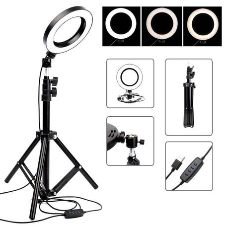 Ring Light Iluminador Luz Led 26CM Profissional Com Tripé Para Maquiagem Foto - lxshop Menor preço em Ring Light Iluminador Luz Led 26CM Profissional Com Tripé Para Maquiagem Foto - lxshop