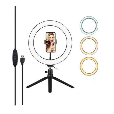 Ring Light Led Mesa Tripe Suporte Celular 8 Polegadas 20 Cm Bella Village Luz De Selfie Magazine Luiza