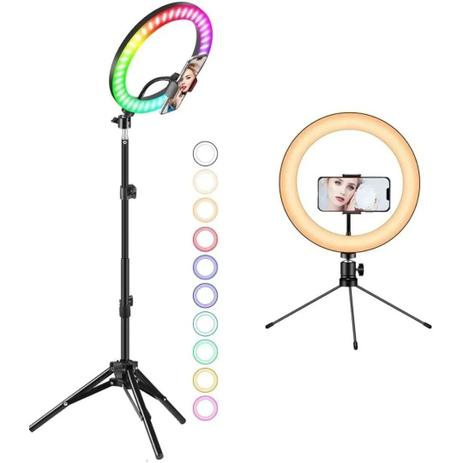 Ring Light Led Rgb Iluminador 26cm Suporte Usb Tripé 616 - NEHC Menor preço em Ring Light Led Rgb Iluminador 26cm Suporte Usb Tripé 616 - NEHC