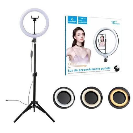 Ring Light Led Usb 10 Polegadas Com Tripé 2 Metros Ley-39 - Lehmox Menor preço em Ring Light Led Usb 10 Polegadas Com Tripé 2 Metros Ley-39 - Lehmox