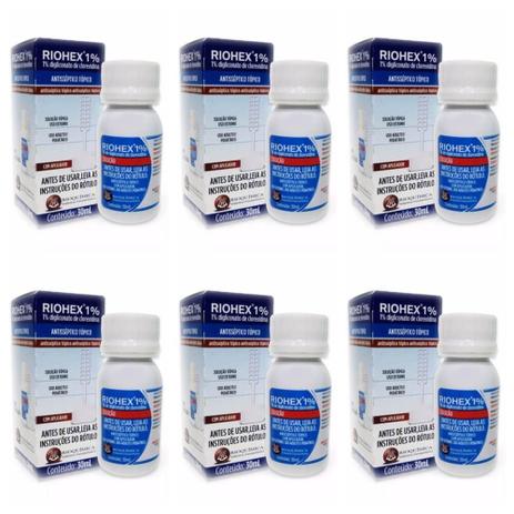 Rioquímica Riohex Antisséptico 1 Caixinha 30ml (Kit C/06) Menor preço em Rioquímica Riohex Antisséptico 1 Caixinha 30ml (Kit C/06)