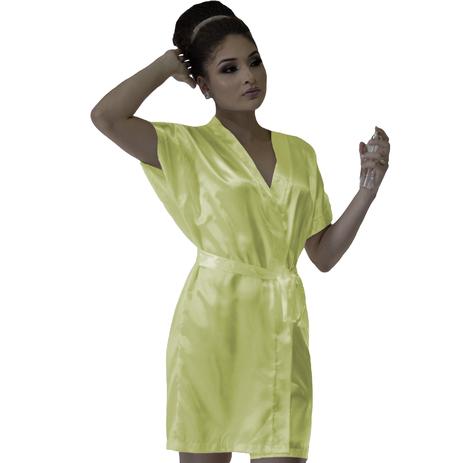 Robe de Cetim Feminino Normal Amarelo Clarinho - Superintima Menor preço em Robe de Cetim Feminino Normal Amarelo Clarinho - Superintima