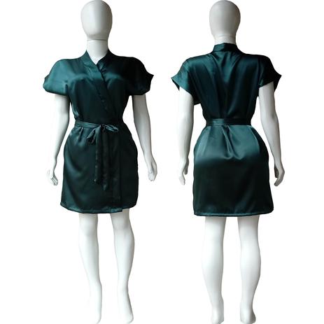 Robe de Cetim Feminino Para Noiva Normal Cor Verde Escuro - Superintima Menor preço em Robe de Cetim Feminino Para Noiva Normal Cor Verde Escuro - Superintima