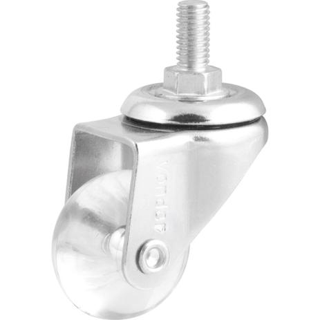 Rodízio giratório de poliuretano com pino 1.3/8” transparente linha leve - Vonder Menor preço em Rodízio giratório de poliuretano com pino 1.3/8” transparente linha leve - Vonder