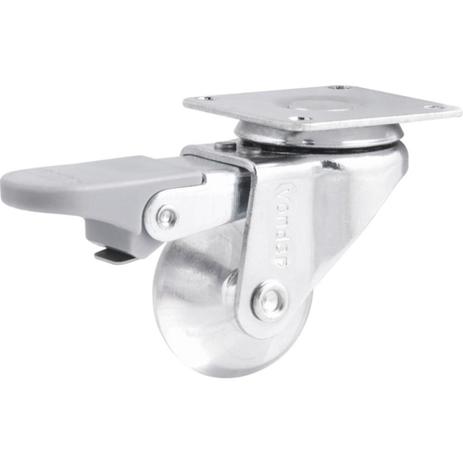Rodízio giratório linha leve de poliuretano 1.3/8” transparente com freio - Vonder Menor preço em Rodízio giratório linha leve de poliuretano 1.3/8” transparente com freio - Vonder