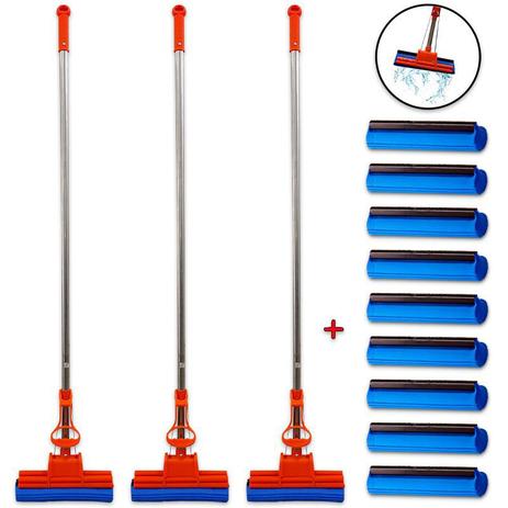 Rodo Magico 27 Cm Kit 3 Unidades + 9 Refil Absorvente - VendasShop Utensilios de Limpeza Menor preço em Rodo Magico 27 Cm Kit 3 Unidades + 9 Refil Absorvente - VendasShop Utensilios de Limpeza