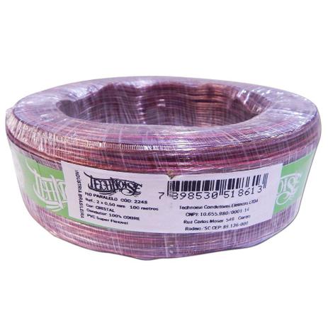 Rolo 100m Fio Paralelo Technoise Cobre 2x0,50mm / 2x0.50 Mm Menor preço em Rolo 100m Fio Paralelo Technoise Cobre 2x0,50mm / 2x0.50 Mm