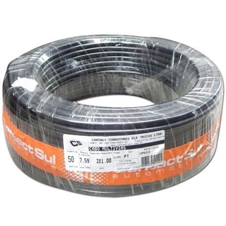 Rolo 50m Cabo Pp Contact 3x1,00mm / 3x1 Mm - Fio 100 Cobre - Contact sul Menor preço em Rolo 50m Cabo Pp Contact 3x1,00mm / 3x1 Mm - Fio 100 Cobre - Contact sul