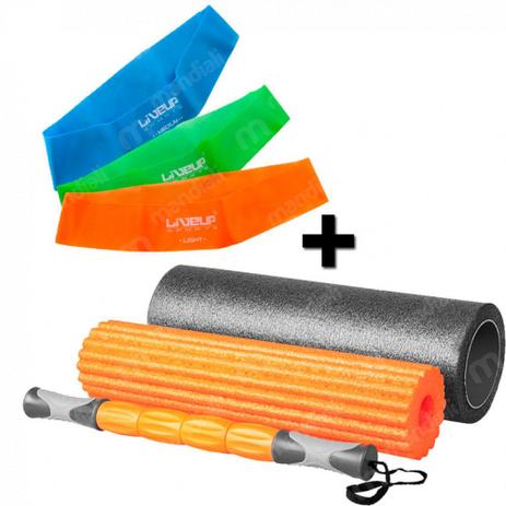 Rolo de Pilates 3 em 1 Fit Roll Foam + 3 Mini Band Tensao Leve + Media + Forte Liveup Menor preço em Rolo de Pilates 3 em 1 Fit Roll Foam + 3 Mini Band Tensao Leve + Media + Forte Liveup