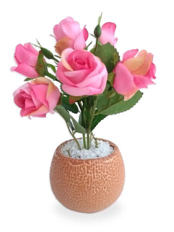 Rosa Arranjo Flor Artificial Vaso Marrom Em Cerâmica Estilo Kokedama - Flordecorar Menor preço em Rosa Arranjo Flor Artificial Vaso Marrom Em Cerâmica Estilo Kokedama - Flordecorar