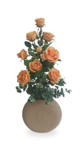 Rosa Salmão De Luxo Arranjo Flor Artificial Com Vaso Bege Areado - Flordecorar Menor preço em Rosa Salmão De Luxo Arranjo Flor Artificial Com Vaso Bege Areado - Flordecorar