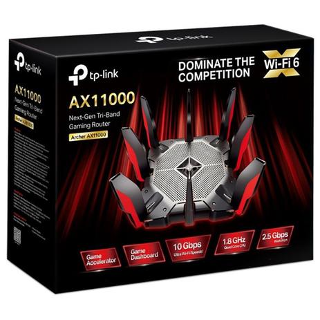 Roteador Wireless TP-Link Archer AX11000 Wi-Fi 6 Tri-Band Preto/Vermelho Menor preço em Roteador Wireless TP-Link Archer AX11000 Wi-Fi 6 Tri-Band Preto/Vermelho